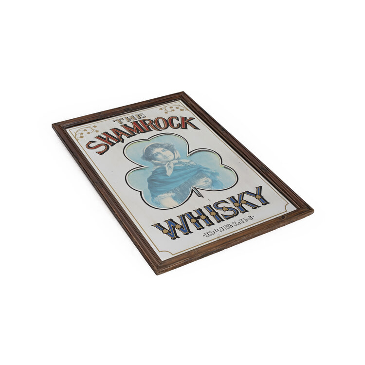Vintage The Shamrock Whiskey Camaltı Boyama Büyük Boy Ayna. 98x68cm Ölçüsünde.