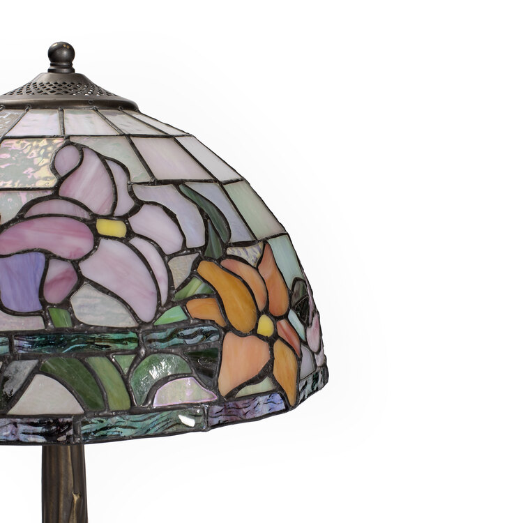 Vintage Tiffany Çiçek Desenli Masa Lambası. Made in Germany