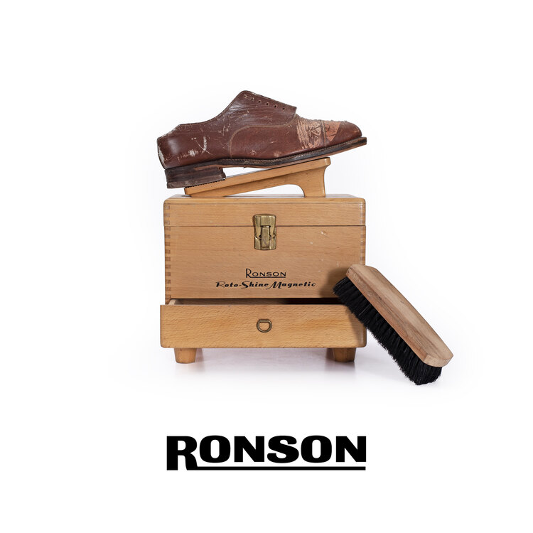 50’ler Ronson Ahşap Çekmeceli Ayakkabı Kutusu. Made in U.S.A.