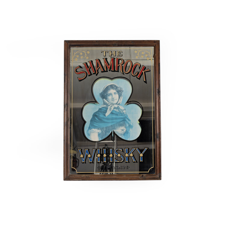 Vintage The Shamrock Whiskey Camaltı Boyama Büyük Boy Ayna. 98x68cm Ölçüsünde.