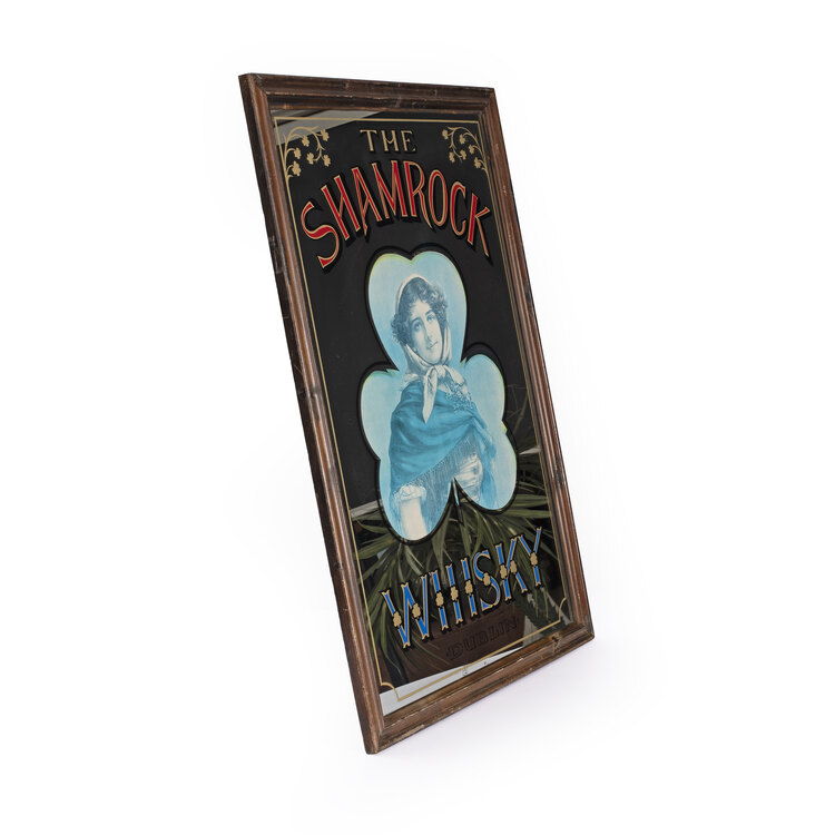 Vintage The Shamrock Whiskey Camaltı Boyama Büyük Boy Ayna. 98x68cm Ölçüsünde.