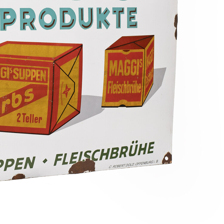 Vintage Maggi’s Produkte Emaye Reklam Tabelası. Made in Germany.