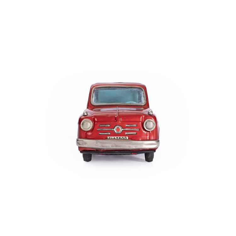 50’ler Vintage Fiat 600 Sunroof Sedan Teneke Oyuncak. Made in Japan