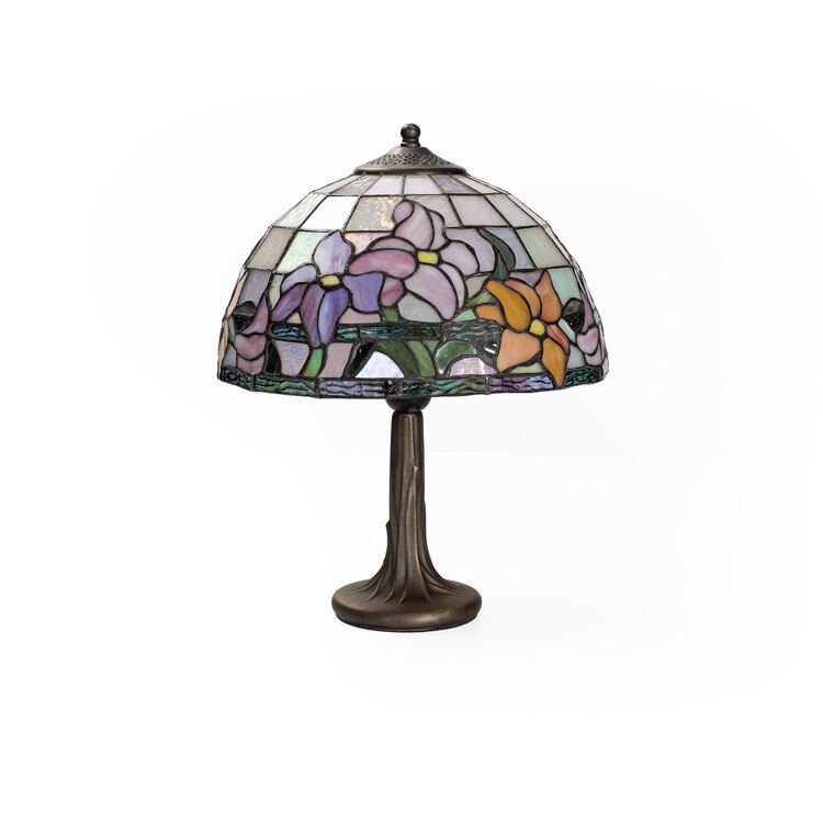 Vintage Tiffany Çiçek Desenli Masa Lambası. Made in Germany
