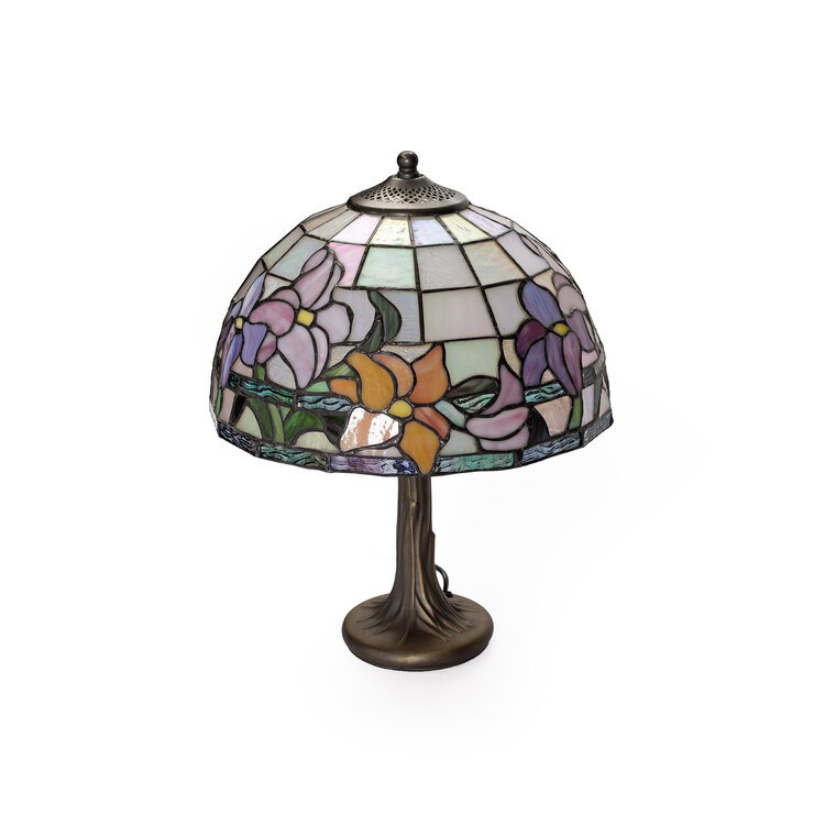 Vintage Tiffany Çiçek Desenli Masa Lambası. Made in Germany