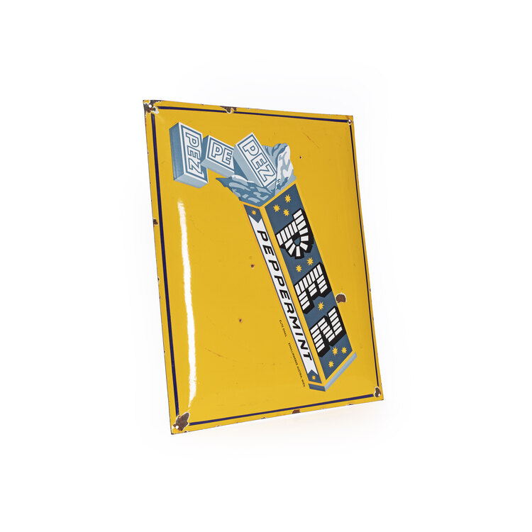 Vintage Pez Peppermint Emaye Tabela. Made in Austria, Wien.