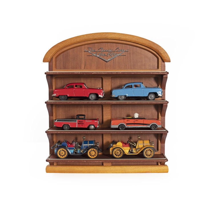 Vintage Classic Cars of the Fifties Ahşap Model Araba Rafı. 54x48x12cm ölçüsünde. Made in USA.
