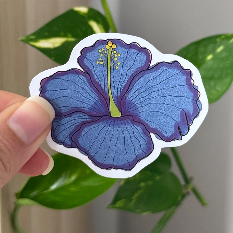 Mor Hibiscus Sticker