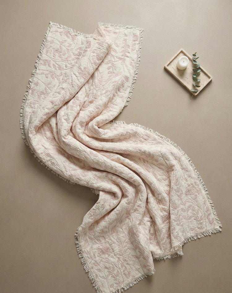 Jakarlı Müslin Yatak Örtüsü-Çift Kişilik PIKE-%100 PAMUK-230X250 cm - VANİLYA