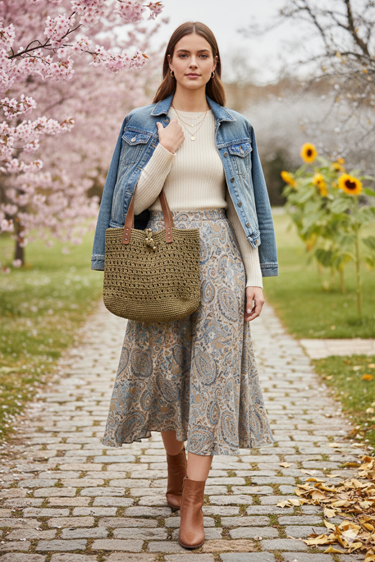 Haki Yeşil Deri Saplı Örgü Tote Çanta | Olive Green Crochet Tote Bag Leather Handles