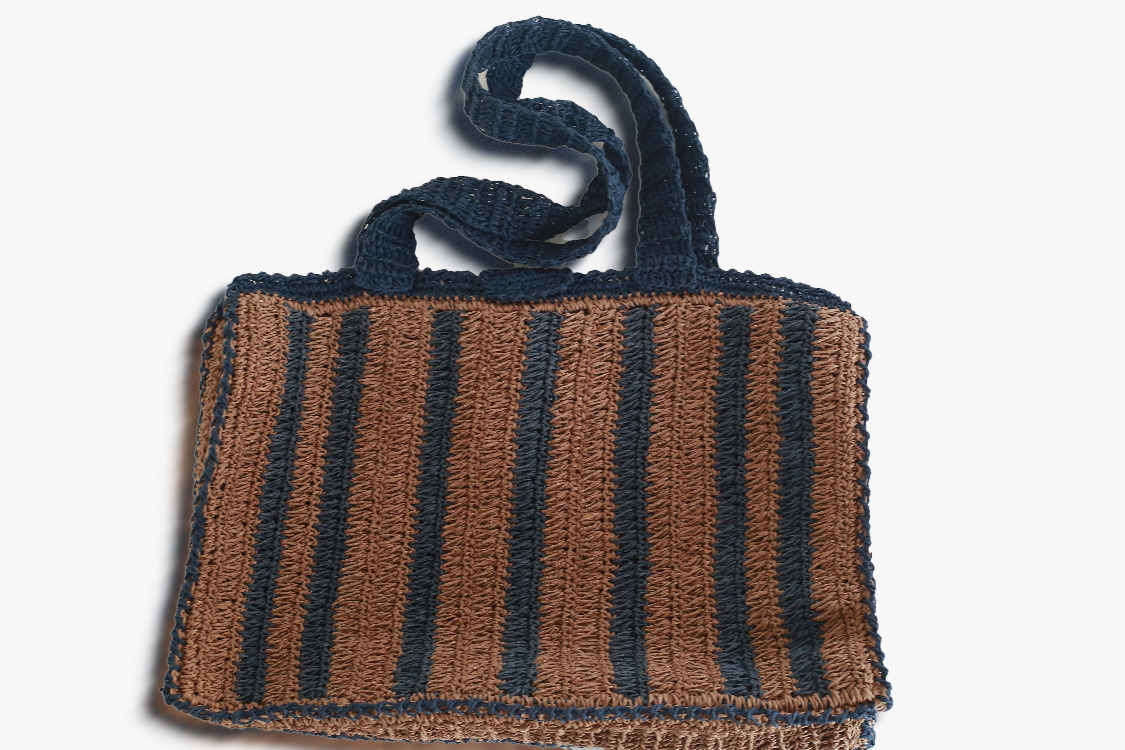 Çizgili Hasır Omuz Çantası | Striped Woven Shoulder Bag
