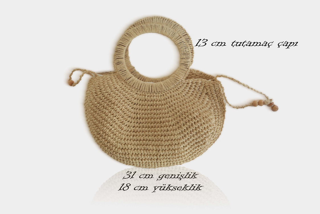 El Yapımı Doğal Dokulu Örgü Çanta | Minimalist Bej Tote | Handcrafted Woven Crochet Tote Bag