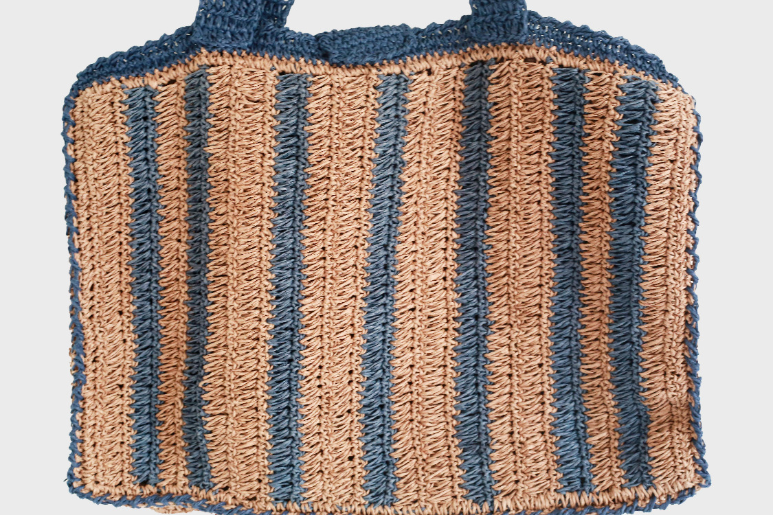 Çizgili Hasır Omuz Çantası | Striped Woven Shoulder Bag