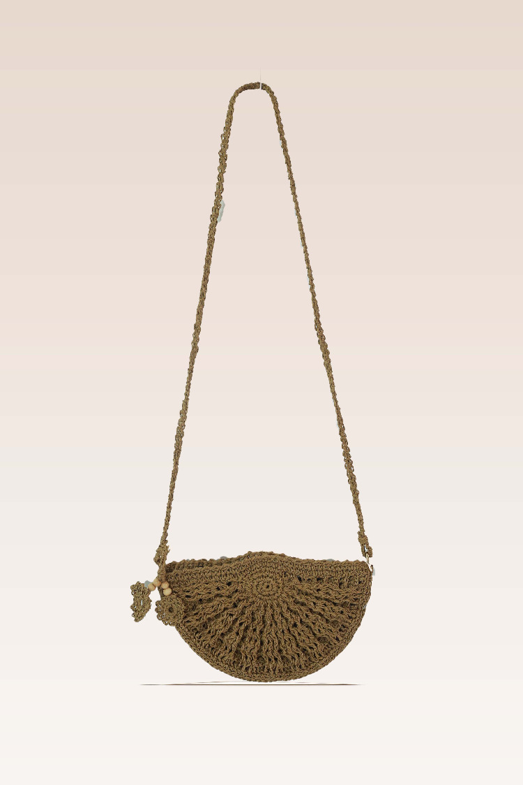 Kahverengi Örgü Yarım Ay Çanta | Brown Woven Half Moon Crossbody