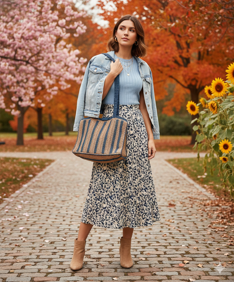Çizgili Hasır Omuz Çantası | Striped Woven Shoulder Bag