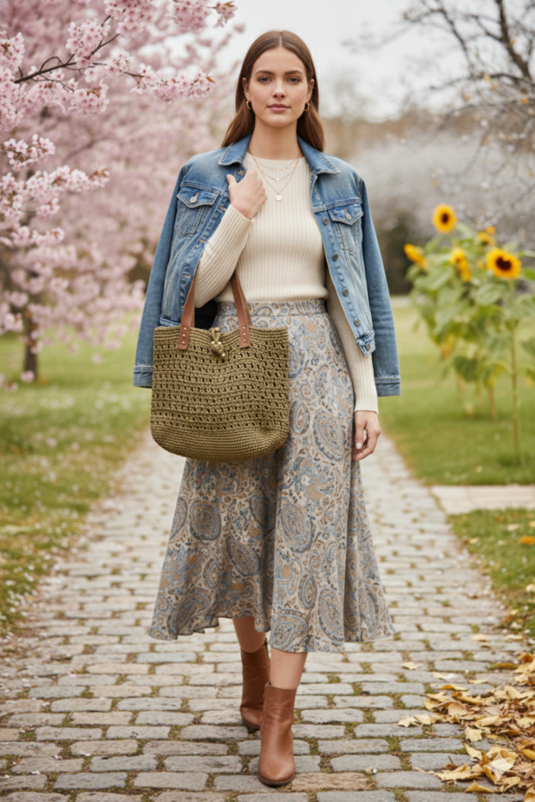 Haki Yeşil Deri Saplı Örgü Tote Çanta | Olive Green Crochet Tote Bag Leather Handles