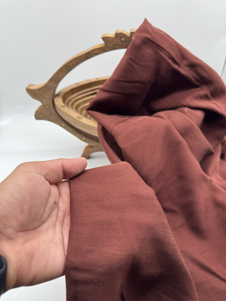Koyu Kiremit Taşlanmış Tencel Kumaşı