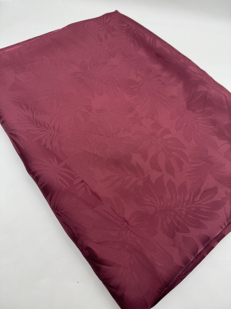 Bordo Renk Jakarlı Floş Kumaşı