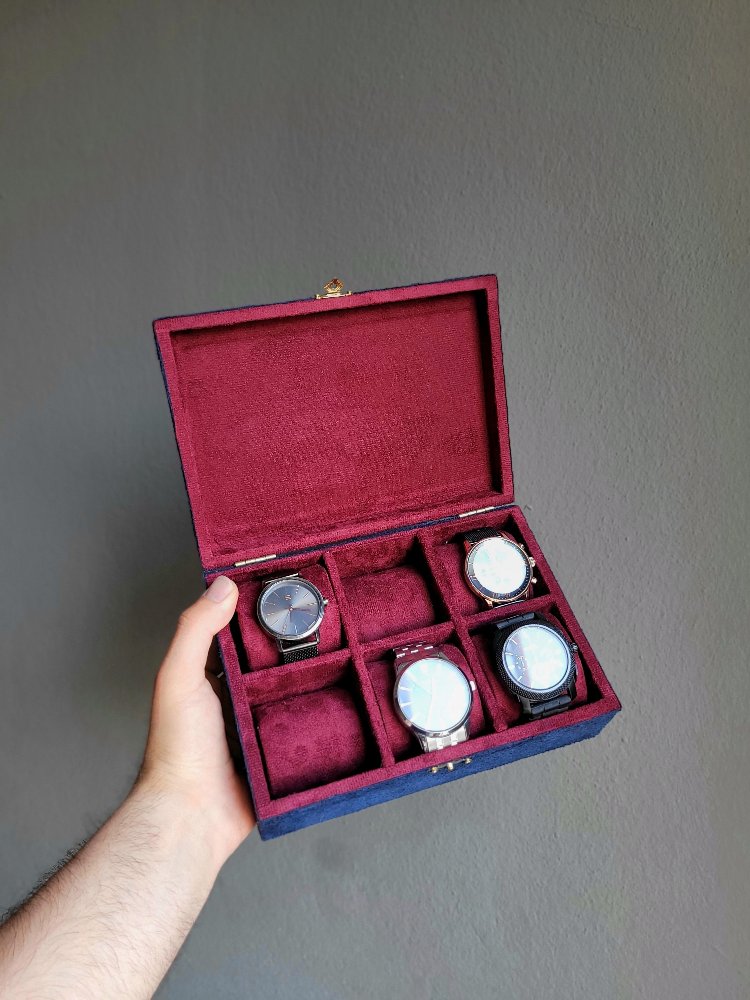 6 Bölmeli Yastıklı Bileklik Saat Kutusu