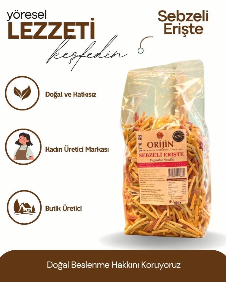 Sebzeli Erişte 500  gr (Yumurtalı)