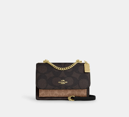 Coach Klare Crossbody Bag In Blocked Signature - Gold/Walnut/Tan - Hemen Teslimde