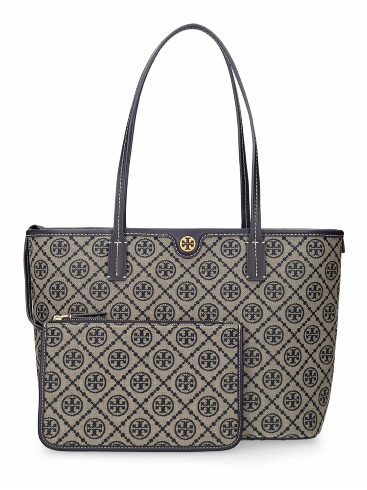 TORY BURCH Small T Monogram Cotton Zip Tote Bag