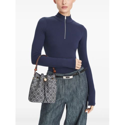 TORY BURCH TORY BURCH T-MONOGRAM BUCKET BAG - GREY