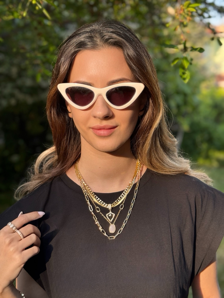 Bianca Beyaz Taşlı Kolye | Çelik
