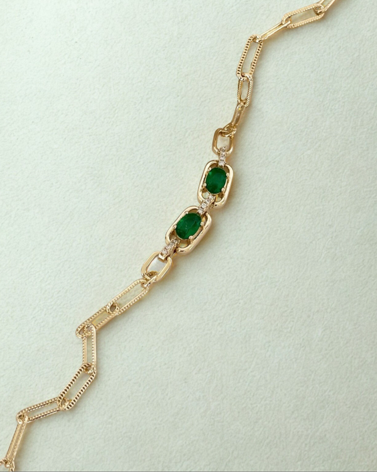 Divelle Chain Bilezik | CM jewelry | Lacivert & Yeşil