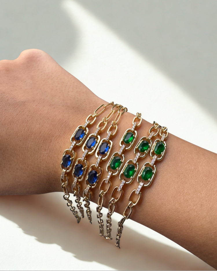 Divelle Chain Bilezik | CM jewelry | Lacivert & Yeşil