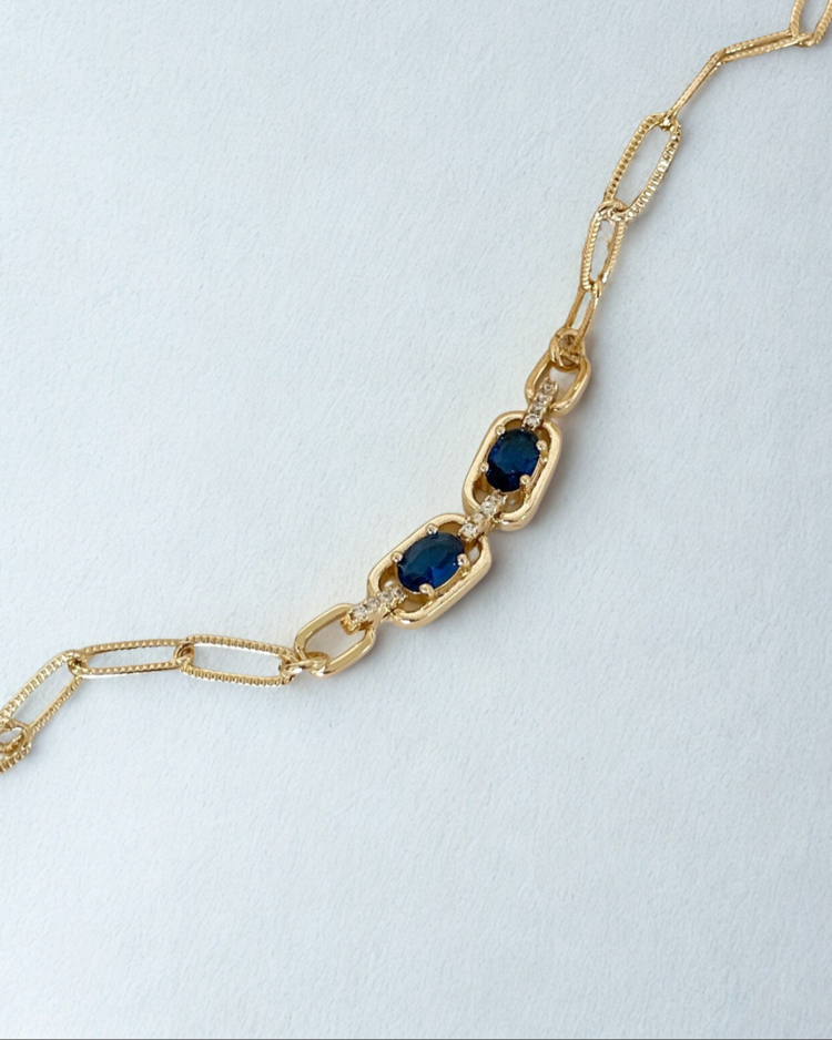 Divelle Chain Bilezik | CM jewelry | Lacivert & Yeşil
