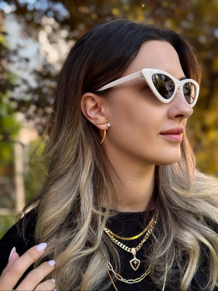 Luné Çift Parçalı Küpe | VIP Seri  | 14K Gold Kaplama