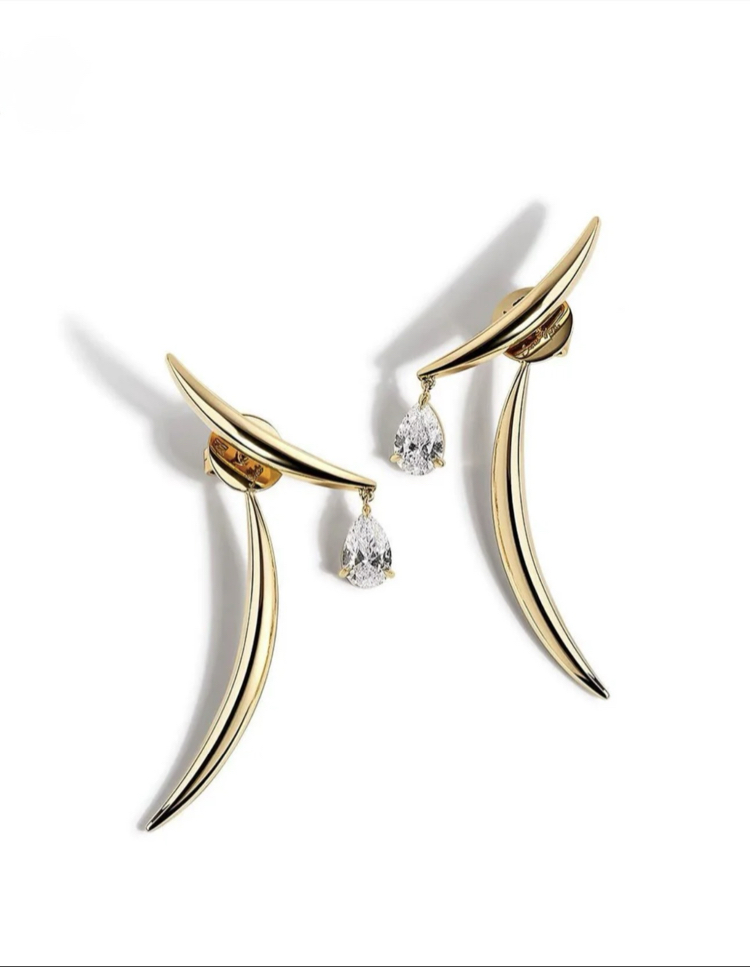 Luné Çift Parçalı Küpe | VIP Seri  | 14K Gold Kaplama