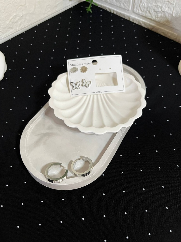 Çelik 3'lü Küpe Seti Silver