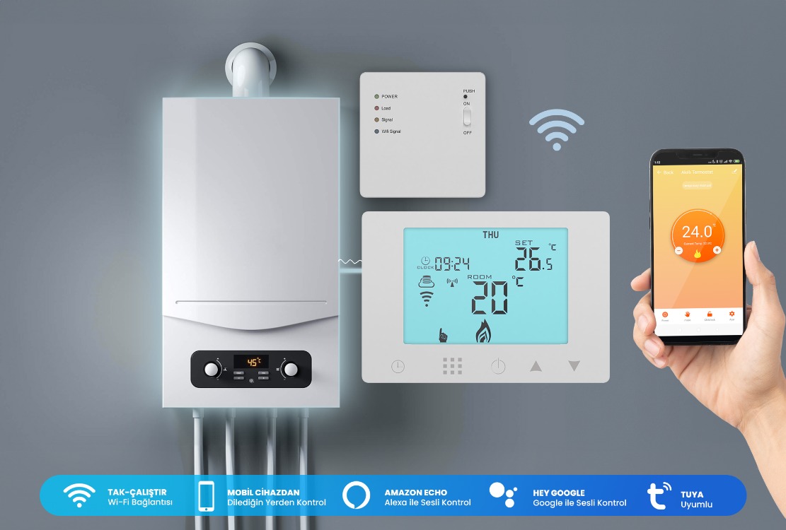 AS-882K Akıllı Wi-Fi Taşınabilir Kombi Kontrol Termostatı