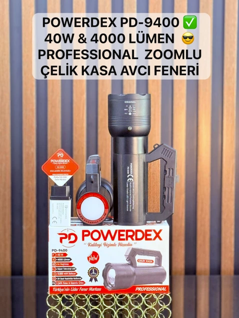 Powerdex PD-9400 Profesyonel Zoomlu El Feneri 40W 4000 Lümen