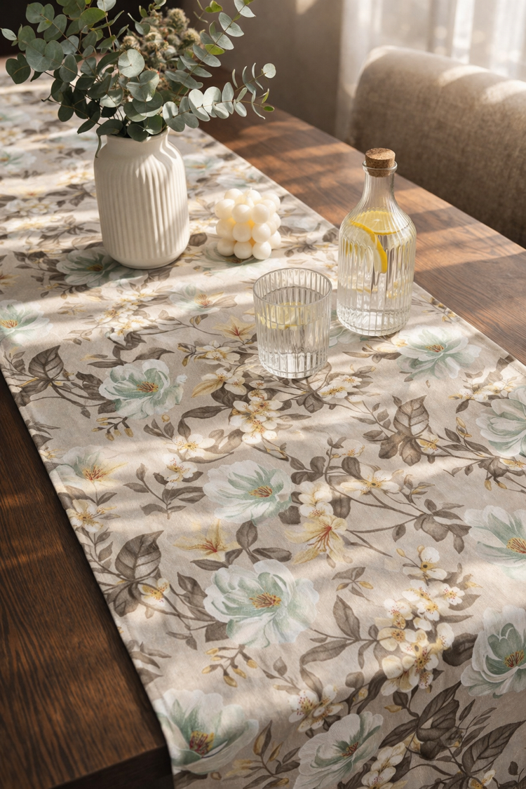 Beige Bloom Harmony Runner