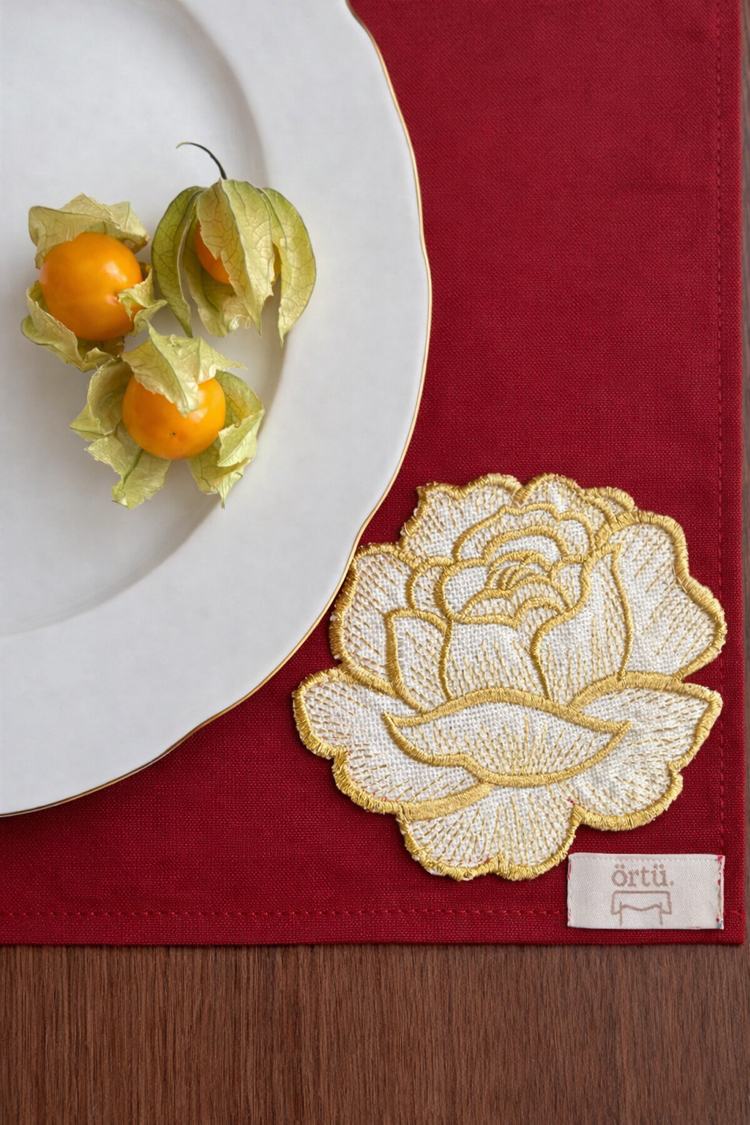 Bordeaux - Gold Rose Amerikan Servis (2’li)
