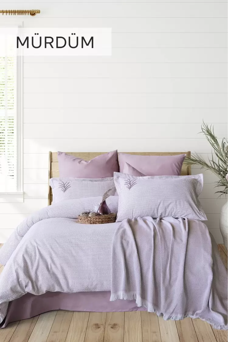 Maribell Çift Kişilik Pikeli Nevresim Takımı Mürdüm