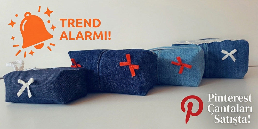 CINY Denim Fiyonklu Pinterest Makyaj Çantası TB041