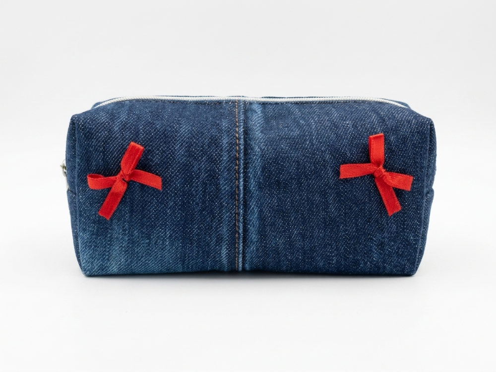 CINY DarkDenim Fiyonklu Pinterest Makyaj Çantası TB041