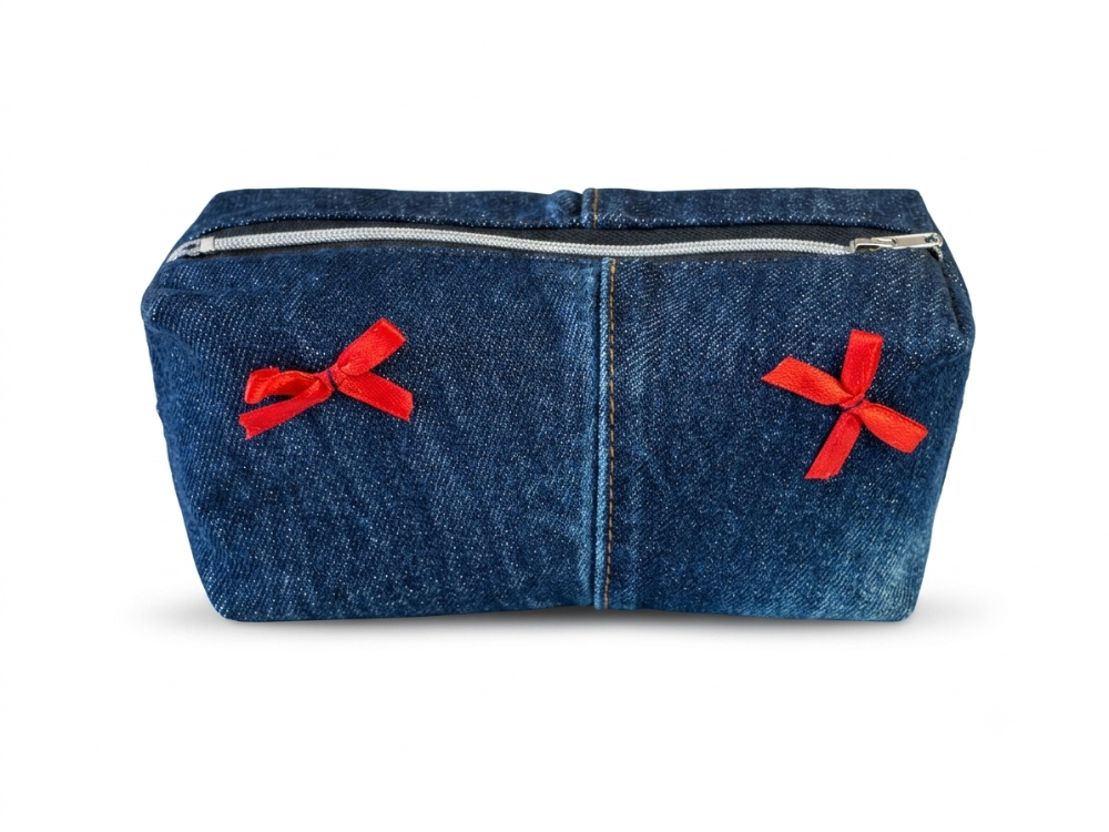 CINY DarkDenim Fiyonklu Pinterest Makyaj Çantası TB041