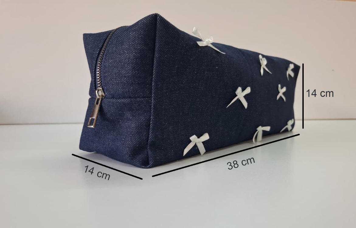 DREAMY Denim Kapitone Fiyonklu Tüm Saç Şekillendiricilerine Uygun Çanta