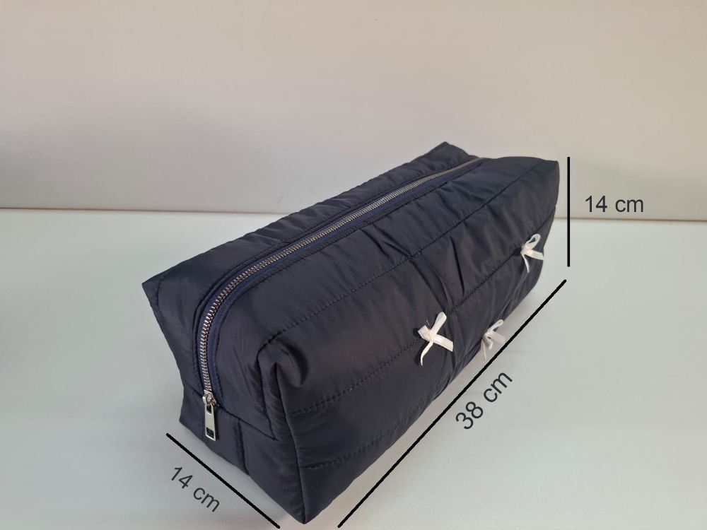  DREAMY Navy Kapitone Fiyonklu Tüm Saç Şekillendiricilerine Uygun Çanta