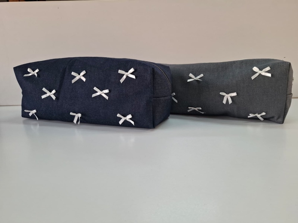 DREAMY GrayDenim Kapitone Fiyonklu Tüm Saç Şekillendiricilerine Uygun Çanta