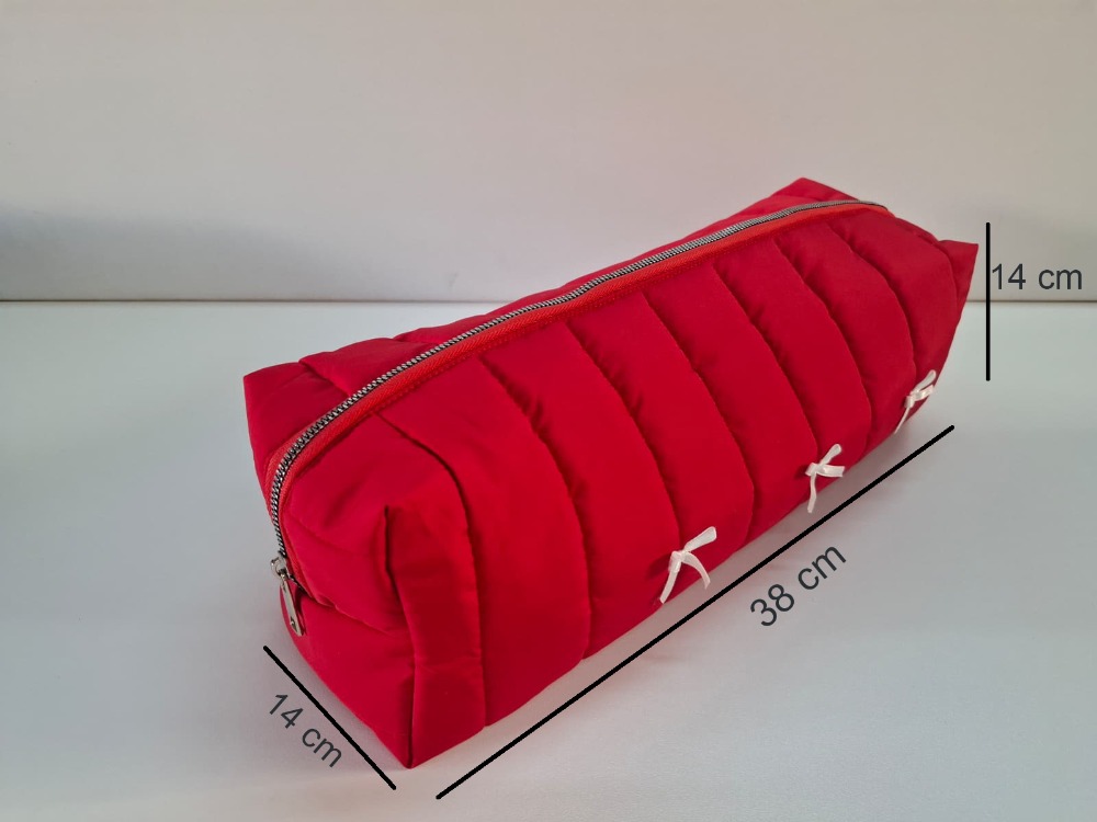  DREAMY Red Kapitone Fiyonklu Tüm Saç Şekillendiricilerine Uygun Çanta