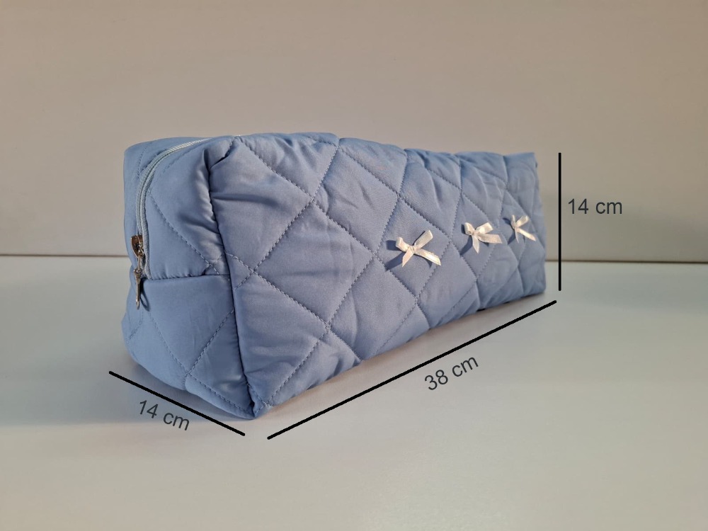 DREAMY Blue Kapitone Fiyonklu Tüm Saç Şekillendiricilerine Uygun Çanta
