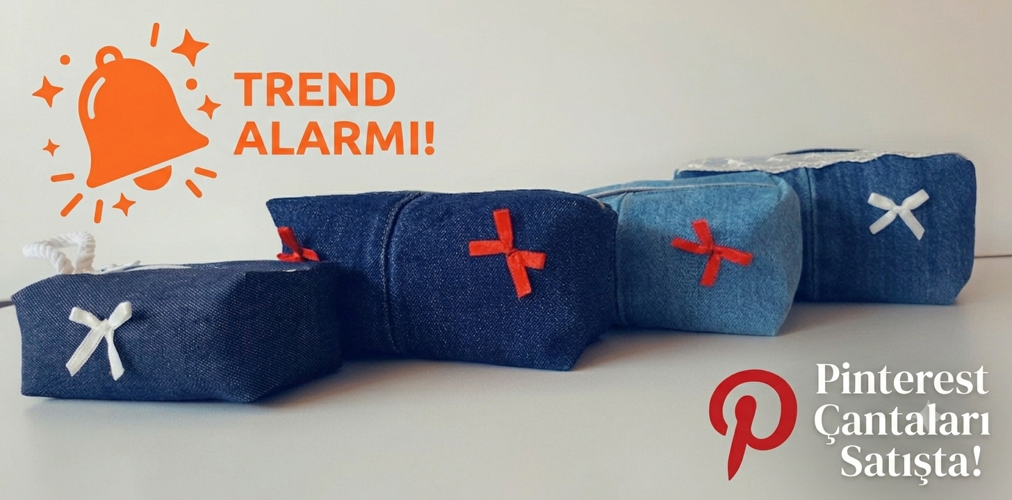 CINY DarkDenim Fiyonklu Pinterest Makyaj Çantası TB041