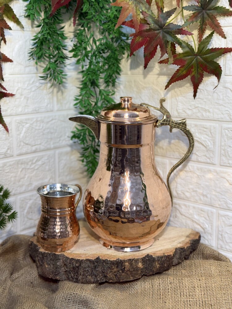 BAKIR 2 LİTRE SÜRAHİ VE 1 BARDAK