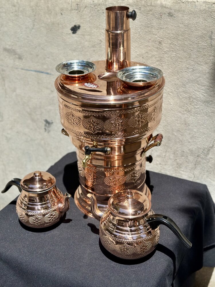 ÖZEL ÜRETİM ÇİFT DEMLİK 10 LİTRE BAKIR SEMAVER